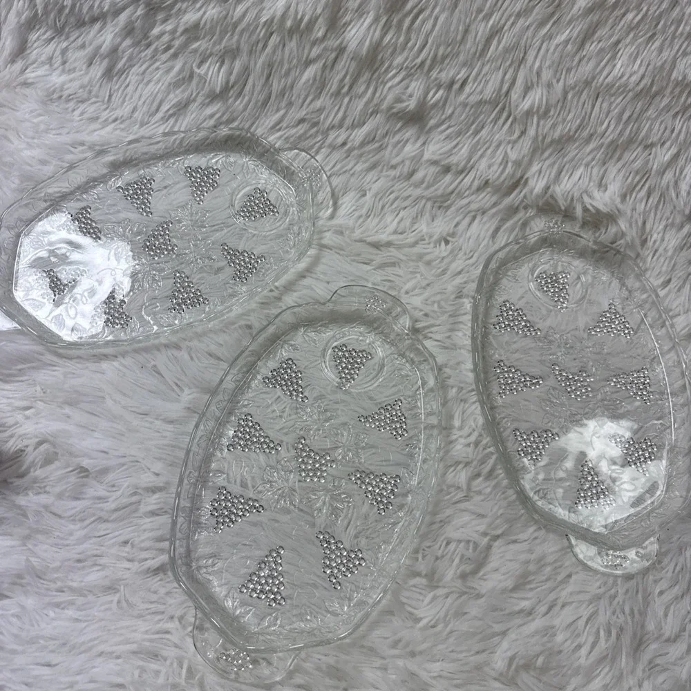 Vintage Anchor Hocking Harvest Grape Clear Glass Serving Platters Set of 3